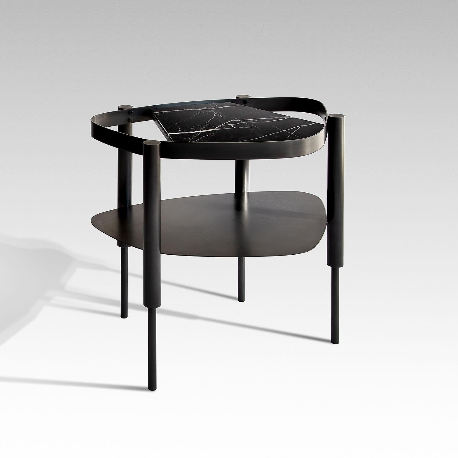 Portuguese Contemporary Black Marble Side Table, Bijou Black by Adam Court for Okha For Sale