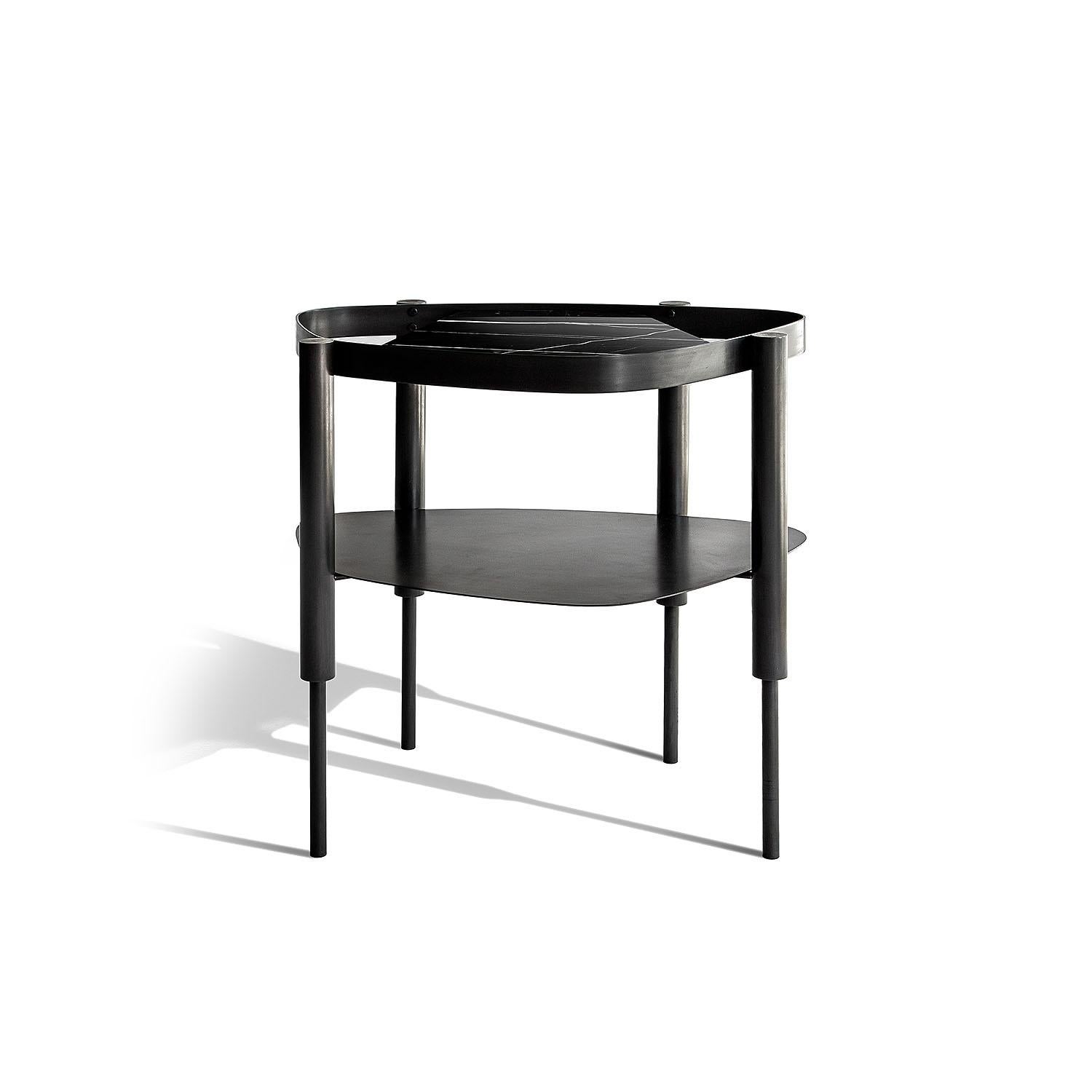 Contemporary Black Marble Side Table, Bijou Black by Adam Court for Okha In New Condition For Sale In Warsaw, PL
