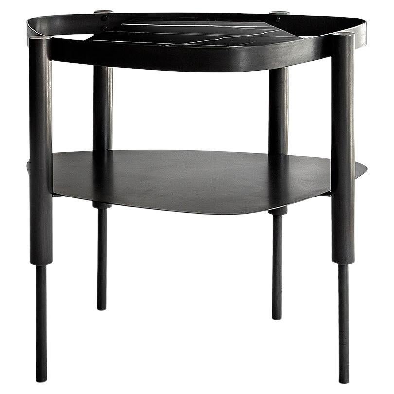 Contemporary Black Marble Side Table, Bijou Black by Adam Court for Okha For Sale