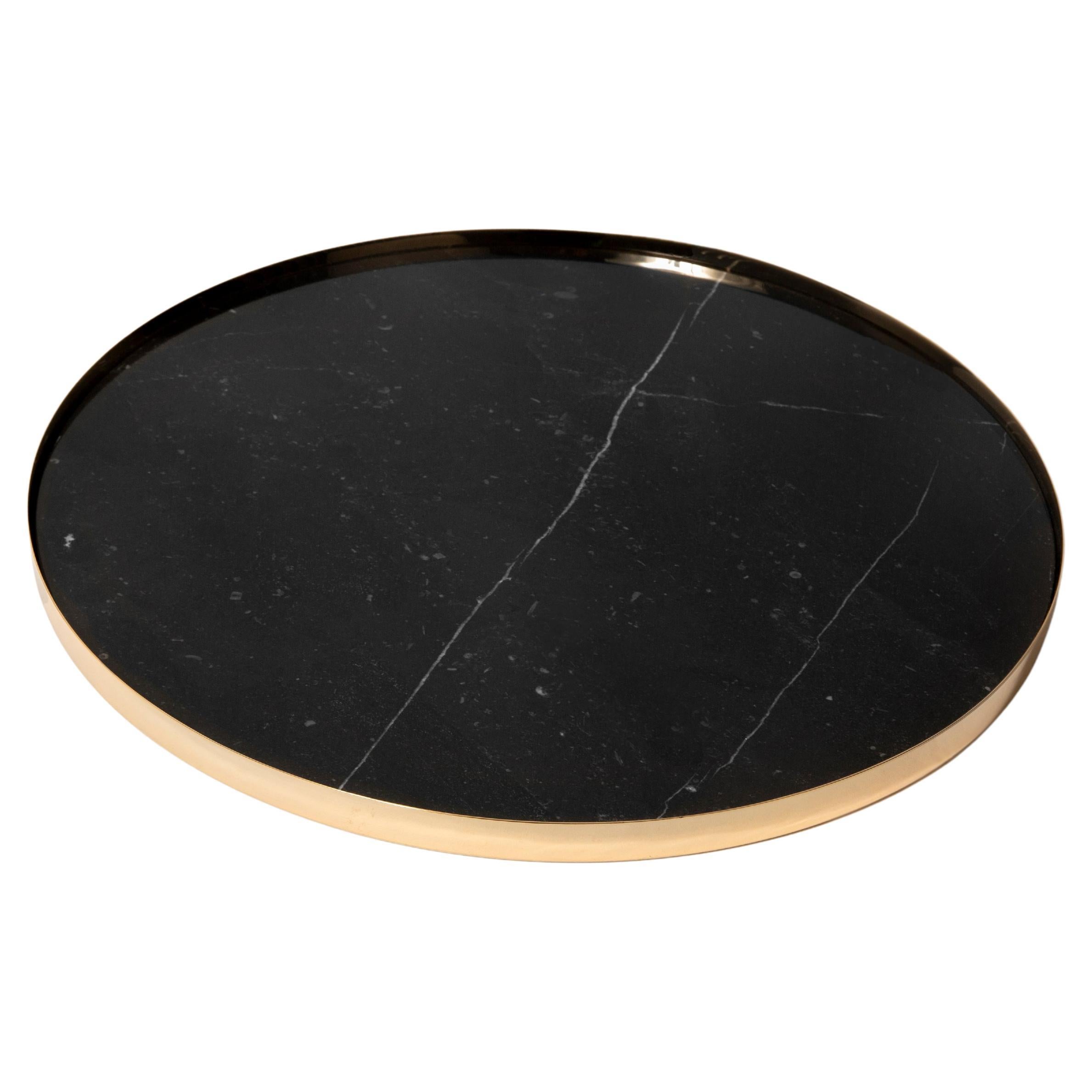 Decorative Gold Plated with Nero Marquina Tray For Sale