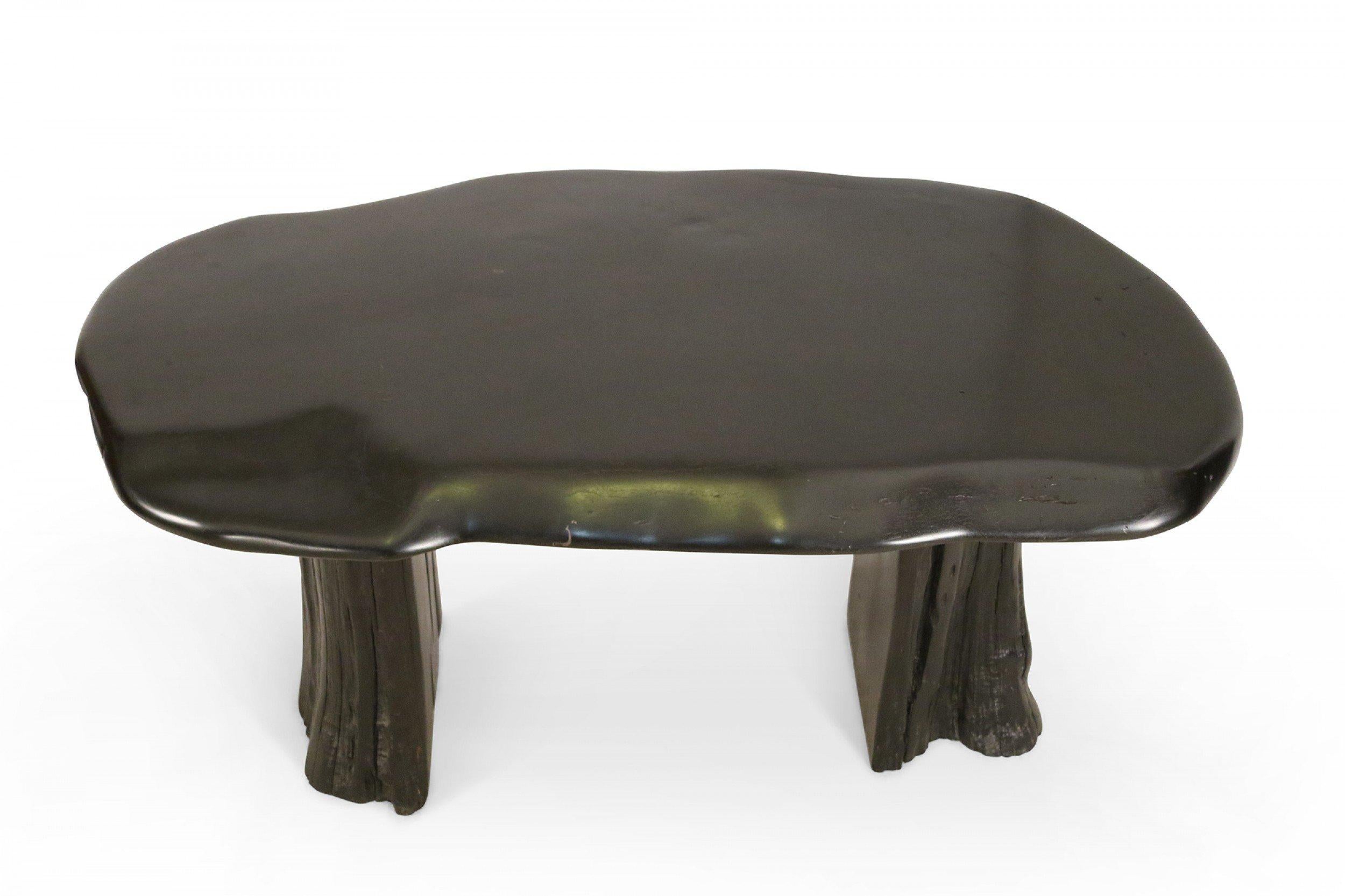 Modern Contemporary Black Painted Tree Trunk Design Desk or Console Table For Sale