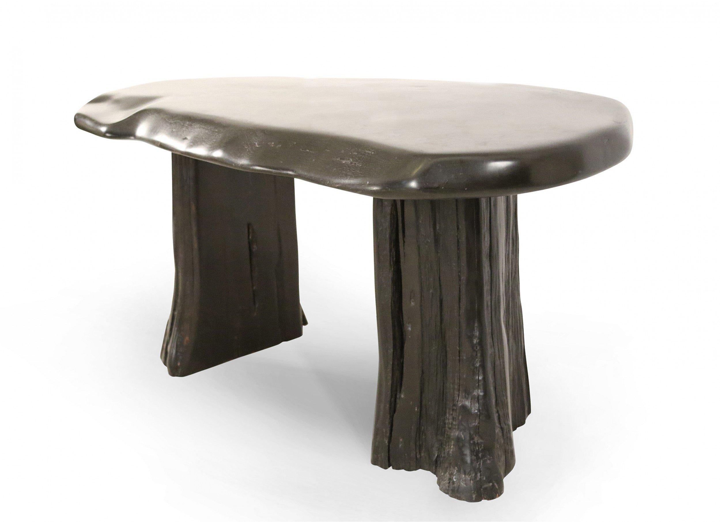 20th Century Contemporary Black Painted Tree Trunk Design Desk or Console Table For Sale
