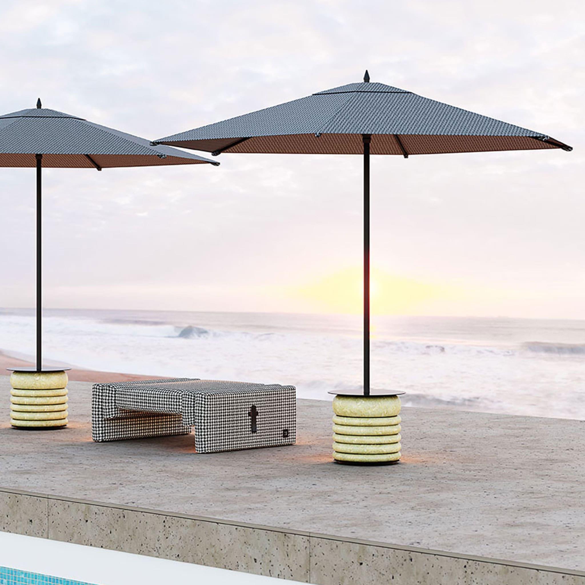 Contemporary Parasol & Base with Outdoor Fabric, Body in Green Marble For Sale 1