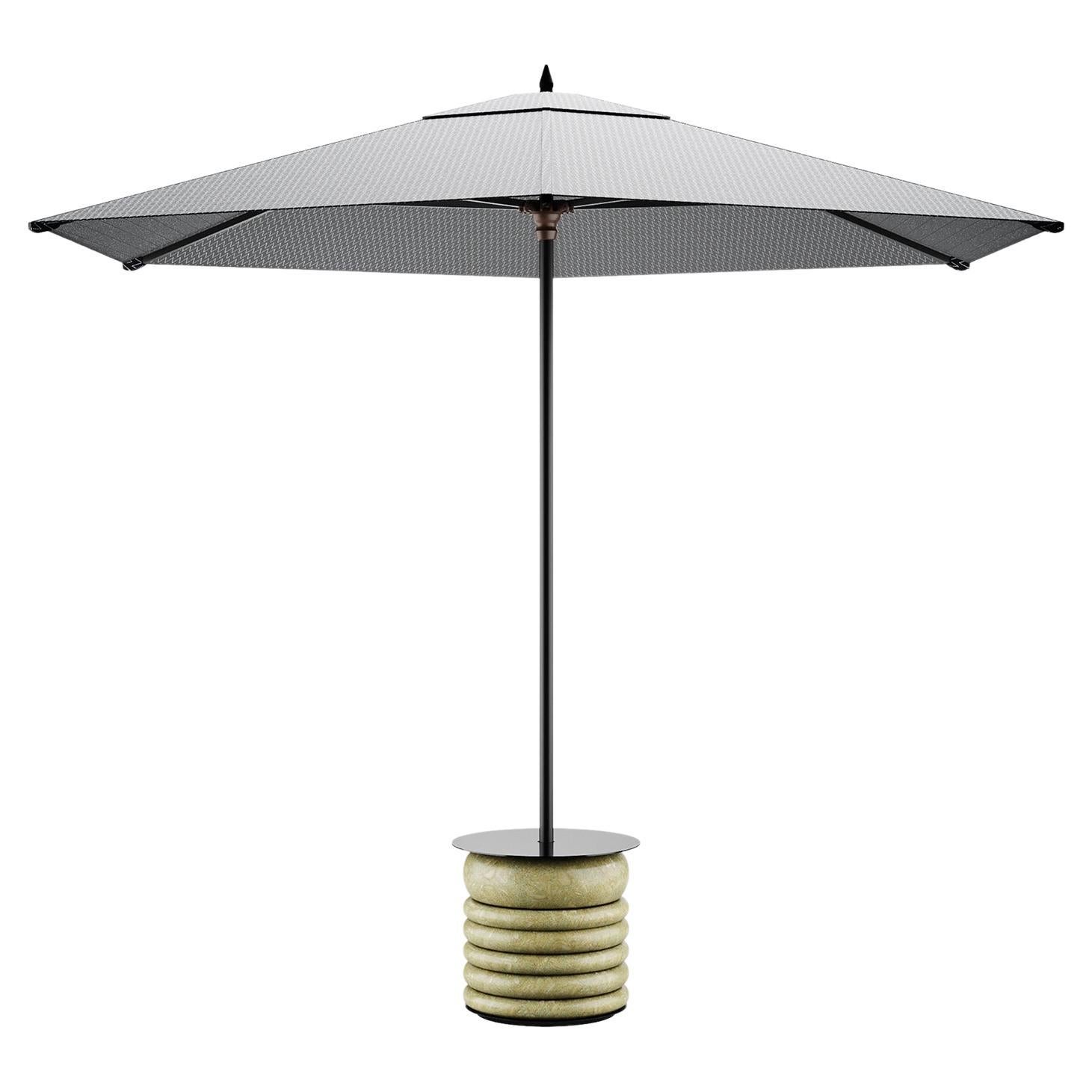 Contemporary Parasol & Base with Outdoor Fabric, Body in Green Marble For Sale