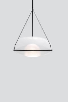 Contemporary Black Pendant Lamp 'Iris 90', A/B
