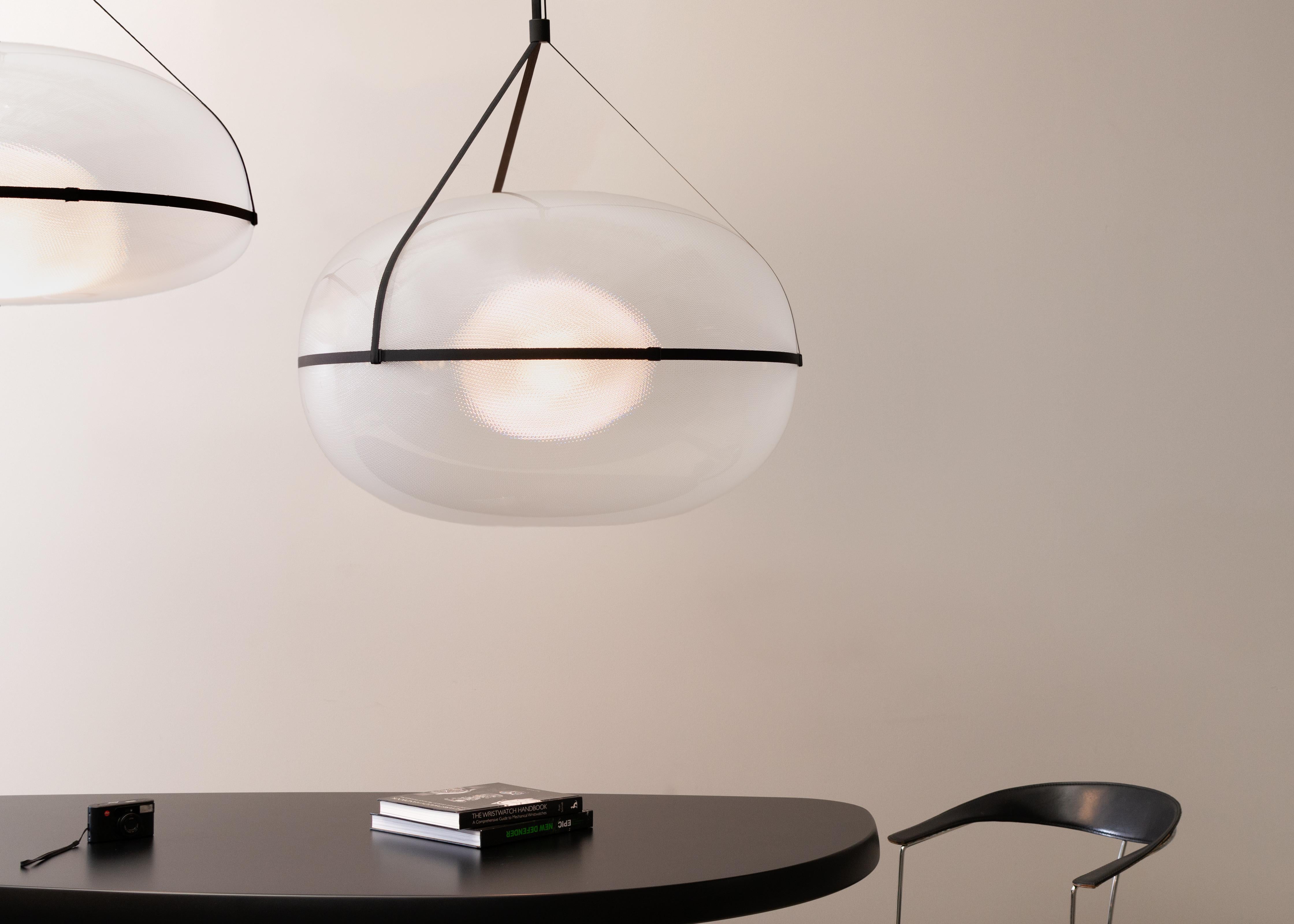 Acrylic Contemporary Black Pendant Lamp 'Iris', A/B For Sale