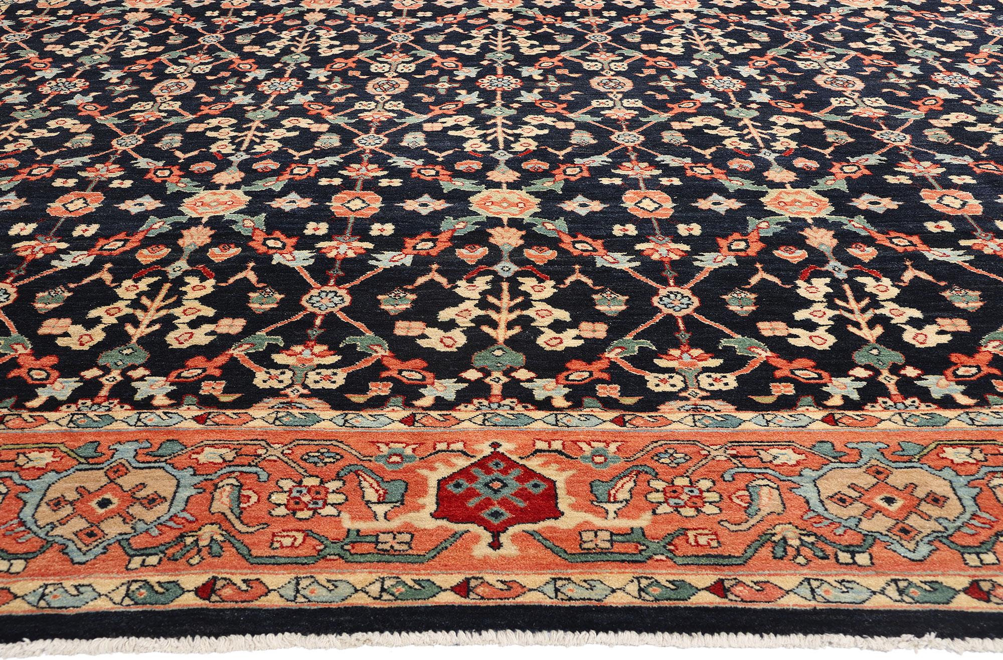 Hand-Knotted Contemporary Black Persian Mahal Rug For Sale