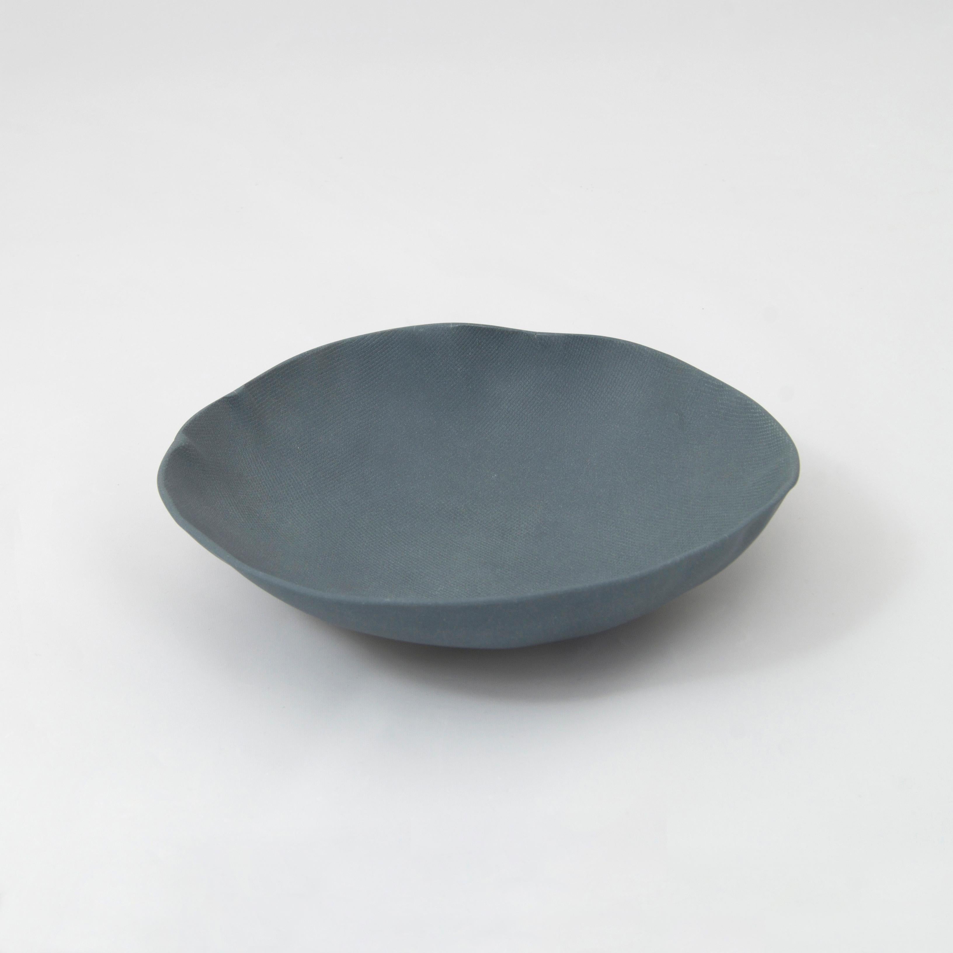 Minimalist Handmade Serving Plate Black Porcelain Small Jicara For Sale