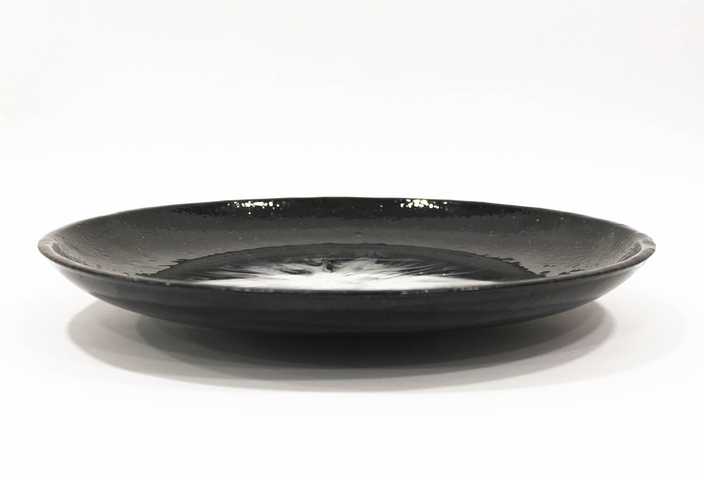 Greek Contemporary Black Resin Round Decorative Platter