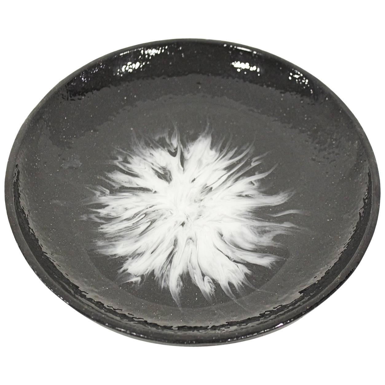 Contemporary Black Resin Round Decorative Platter