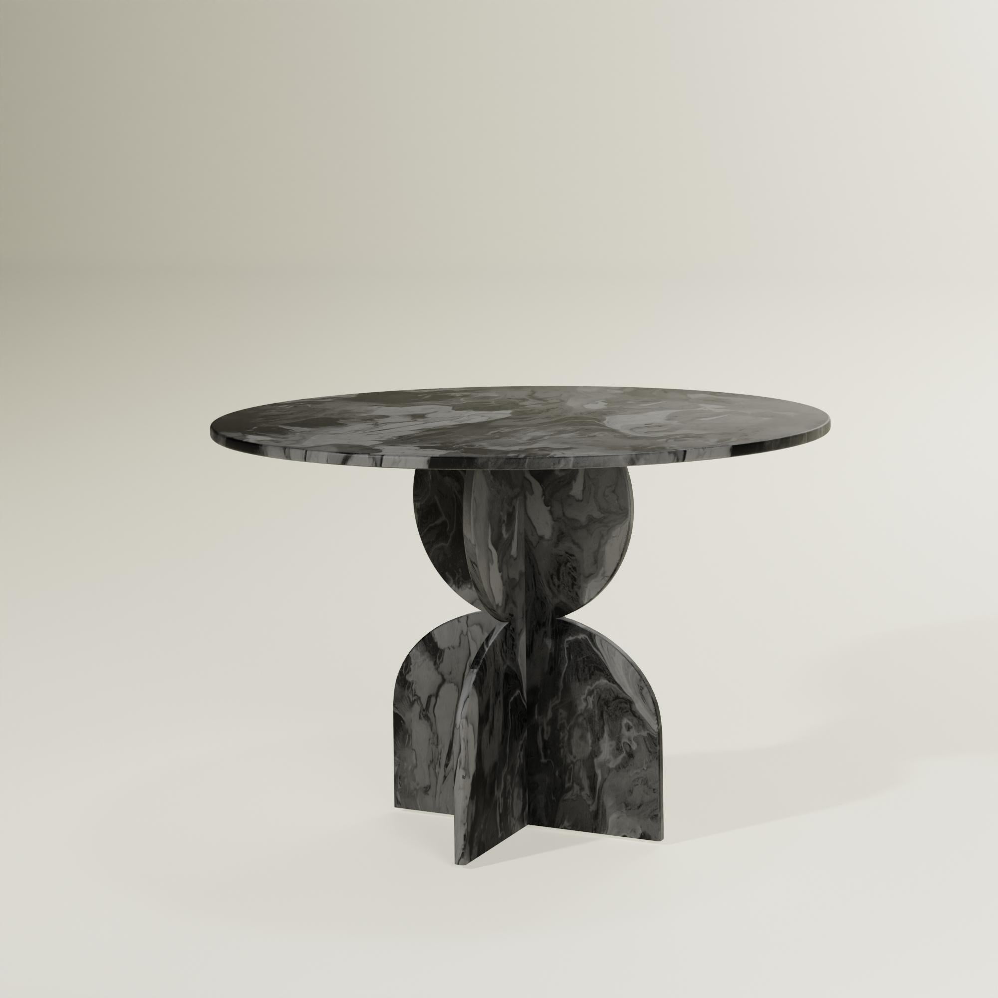 Contemporary black round table handcrafted 100% Recycled Plastic by Anqa Studios
Incredible conversations happen around incredible tables. ANQA Studios round table is a geometrically shaped table with a design inspired by the brutalist architecture
