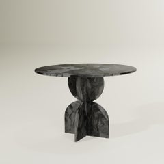 Contemporary Black Round Table Handcrafted 100% Recycled Plastic by Anqa Studios