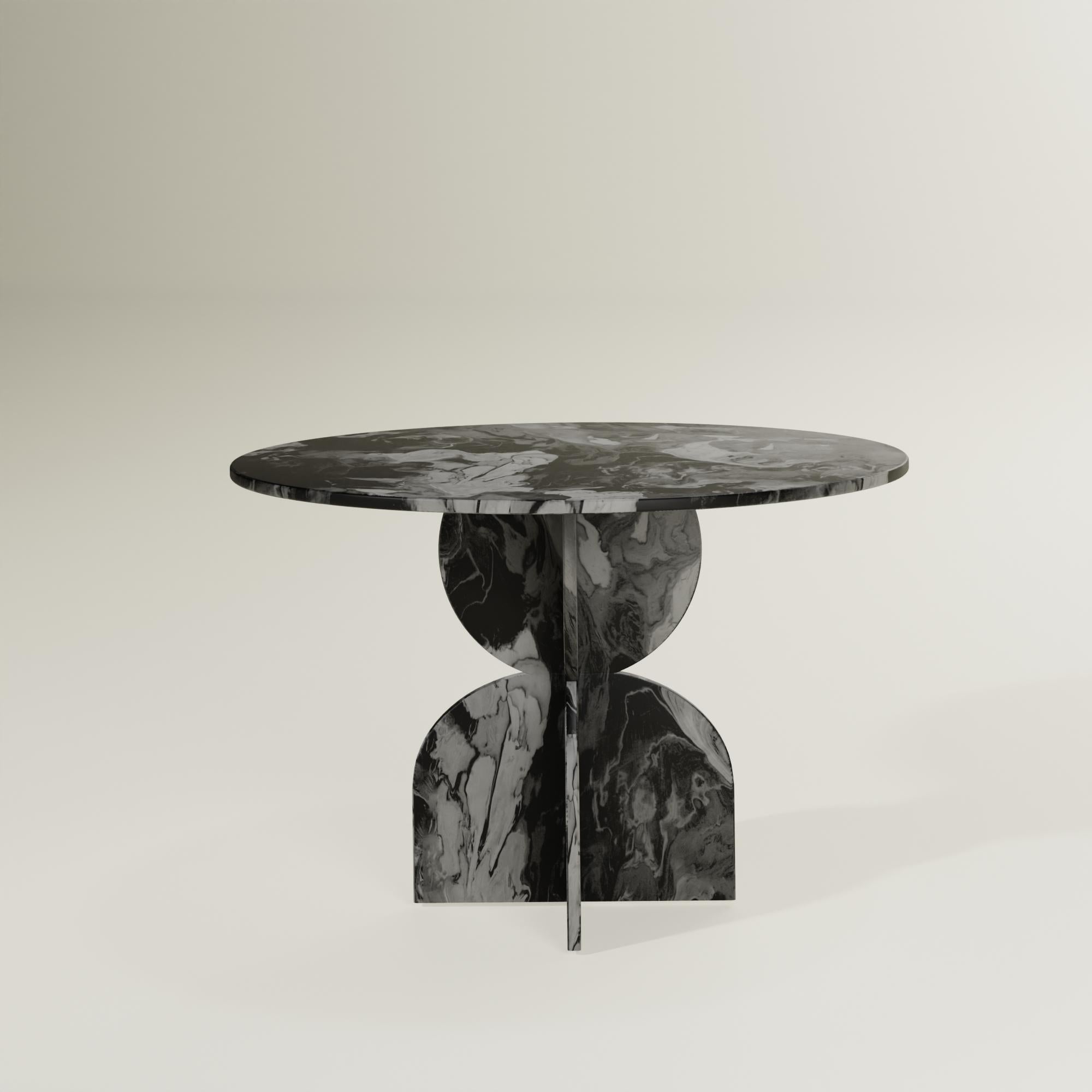 Modern Contemporary Black Round Table Handcrafted 100% Recycled Plastic by Anqa Studios For Sale