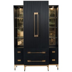 Contemporary Black Satin Cabinet