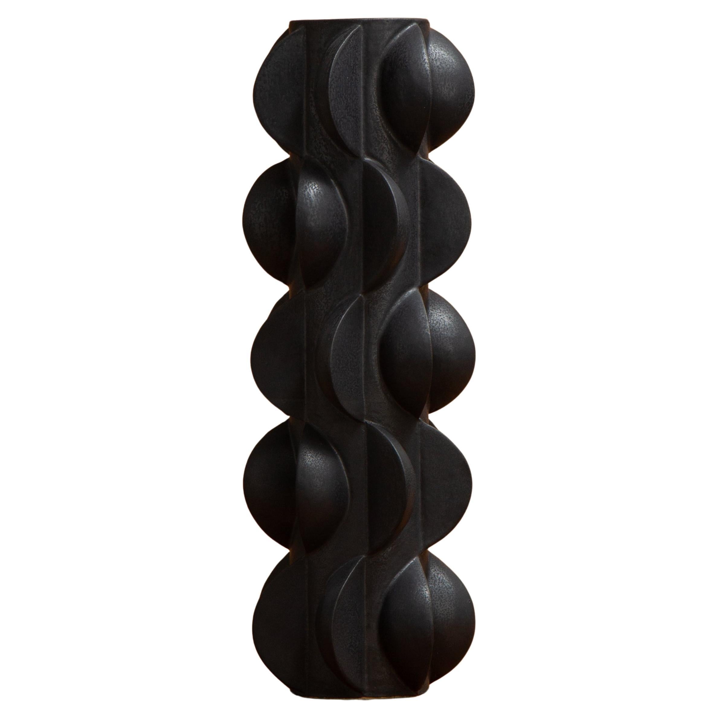 Contemporary, Black Sculptural Vase by Marie Beckman, In Stock