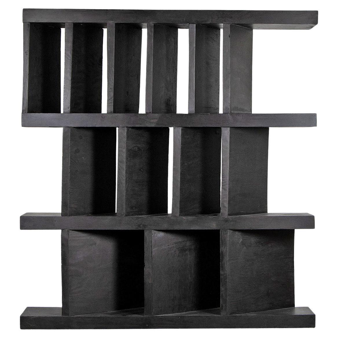 Contemporary Black Shelf in Hand-Waxed Plywood, Temple Shelf by Lucas Morten
