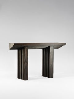 Contemporary black ‘Shou Sugi Ban’ burned solid wood Ater console by Tim Vranken