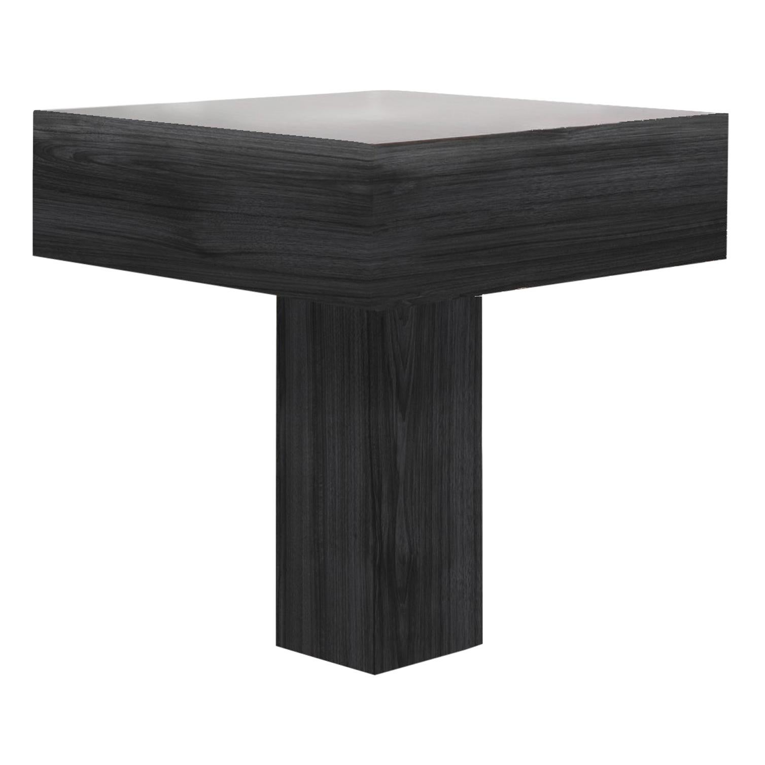 Contemporary Black Side Table "Tee", Made of Brazilian Ashwood