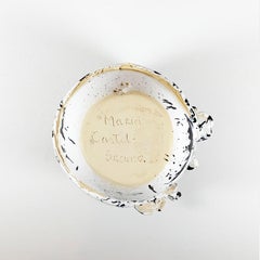 Contemporary Black Splashed Handmade White Ceramic Vase