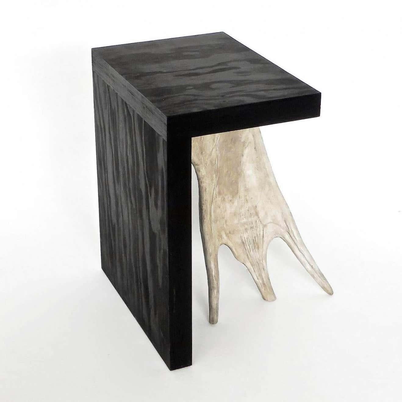 French Contemporary black Stag T Stool / Side Table by Rick Owens For Sale