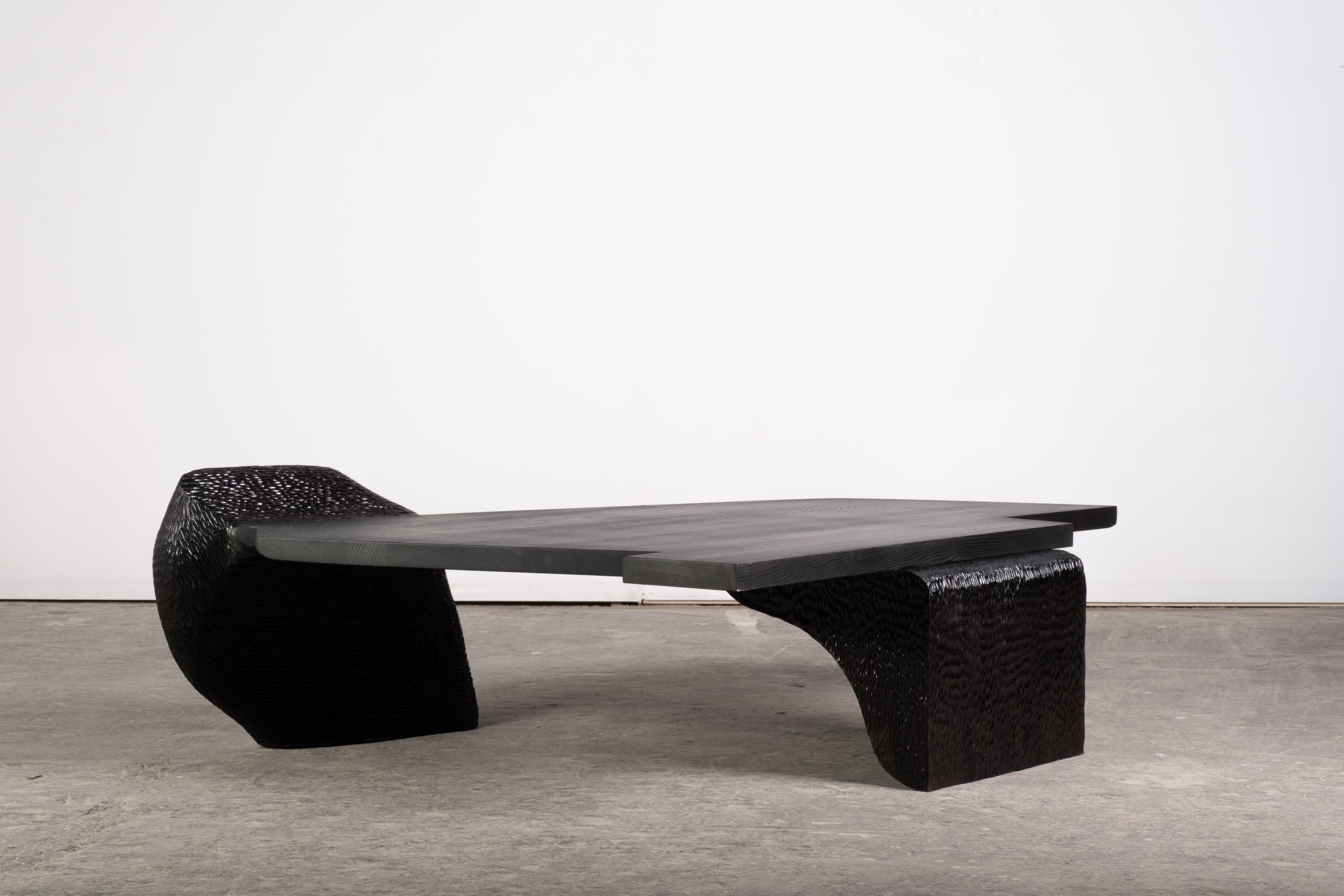 Contemporary Black stained ash EM303 coffee table For Sale 2