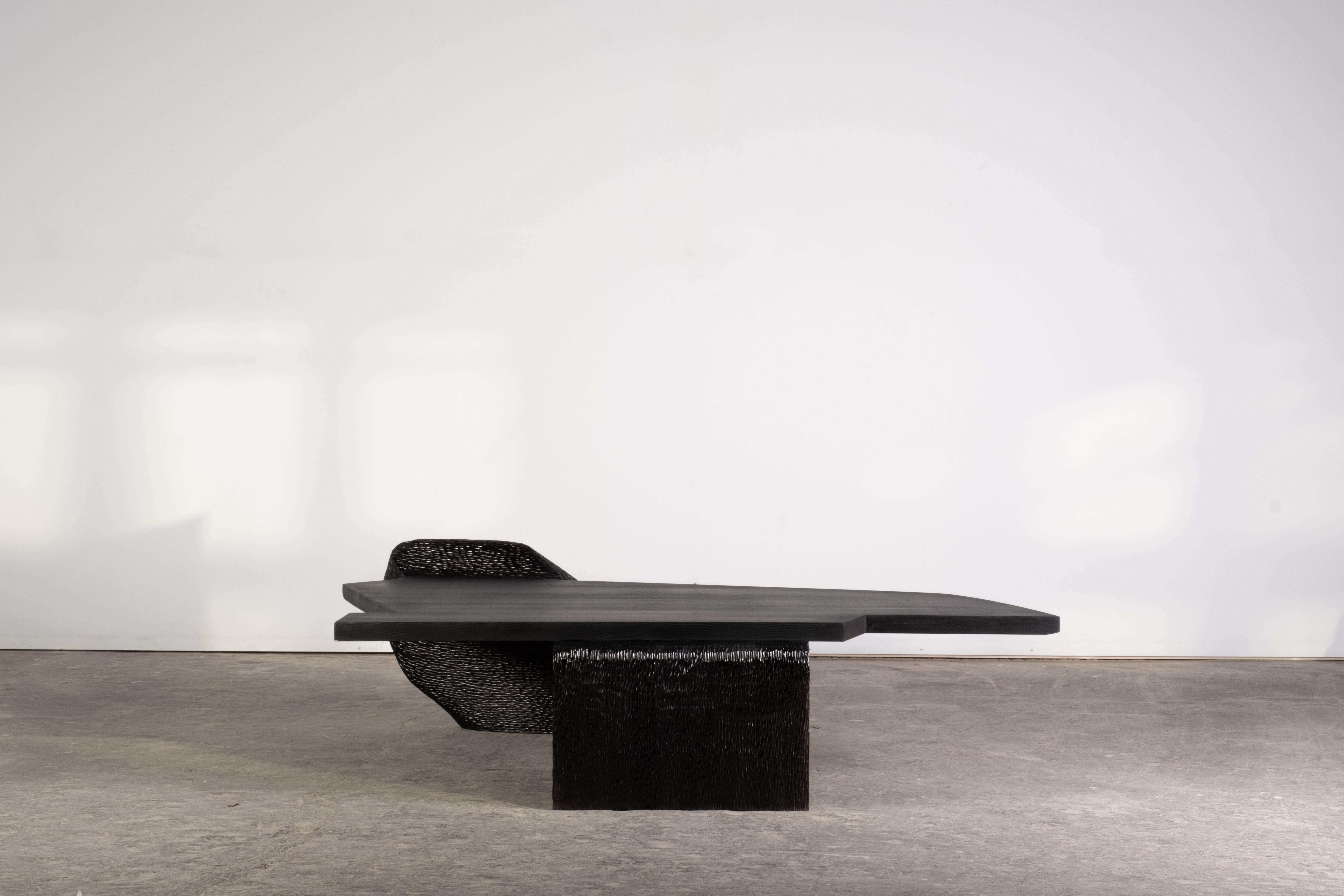 Contemporary Black stained ash EM303 coffee table For Sale 3