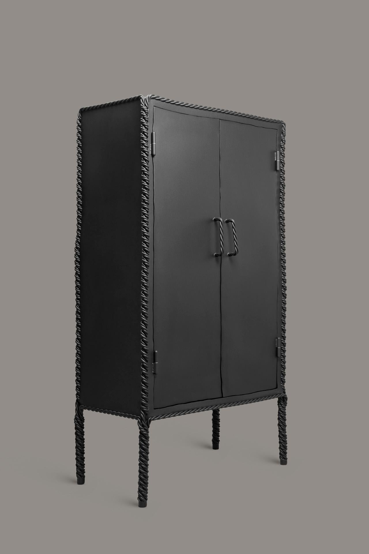 Dutch Contemporary Black Steel Twisted Cabinet XL by Ward Wijnant For Sale