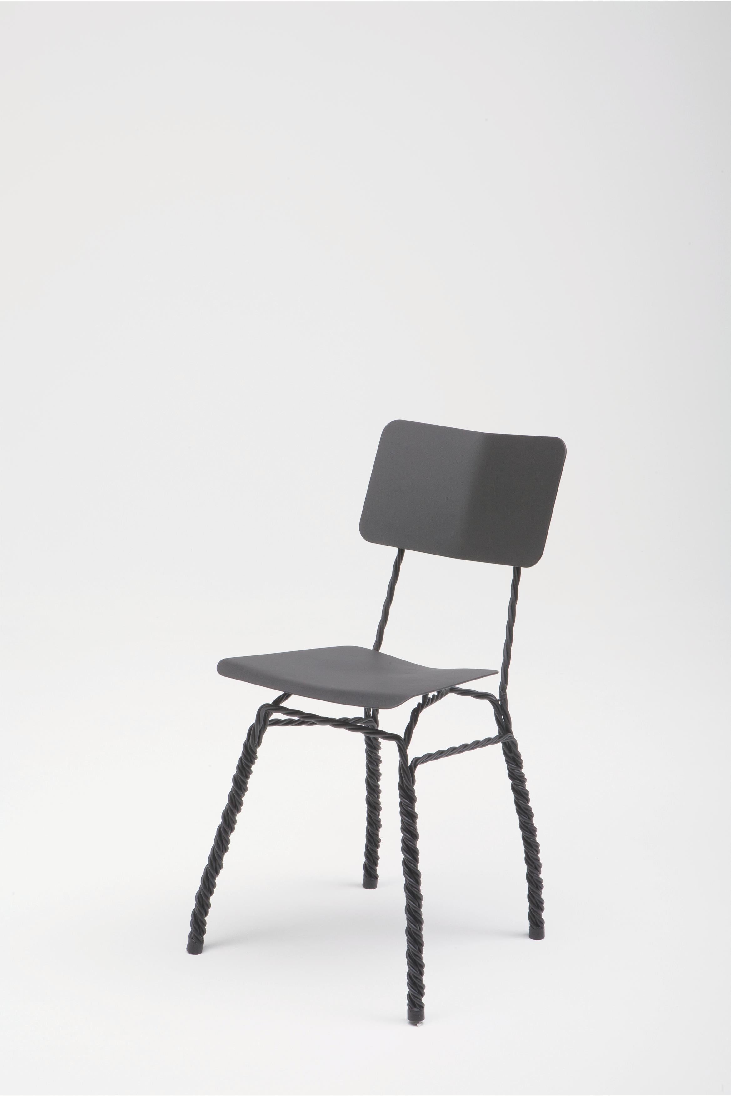 Contemporary Black Steel Twisted Dining Chair by by Ward Wijnant For Sale 1