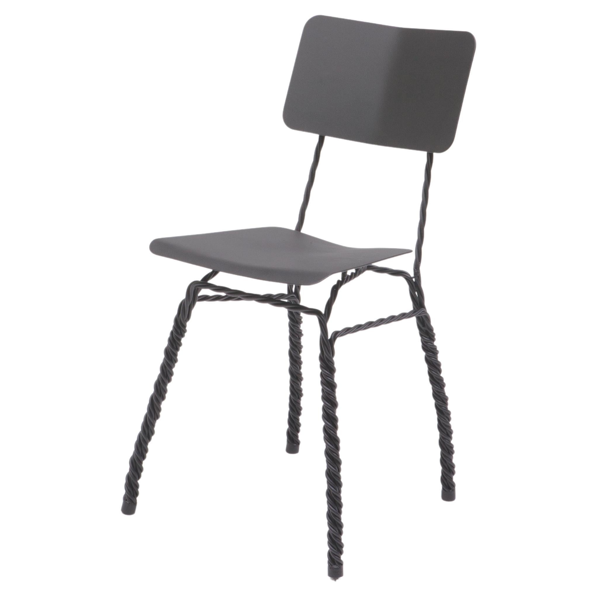 Contemporary Black Steel Twisted Dining Chair by by Ward Wijnant For Sale