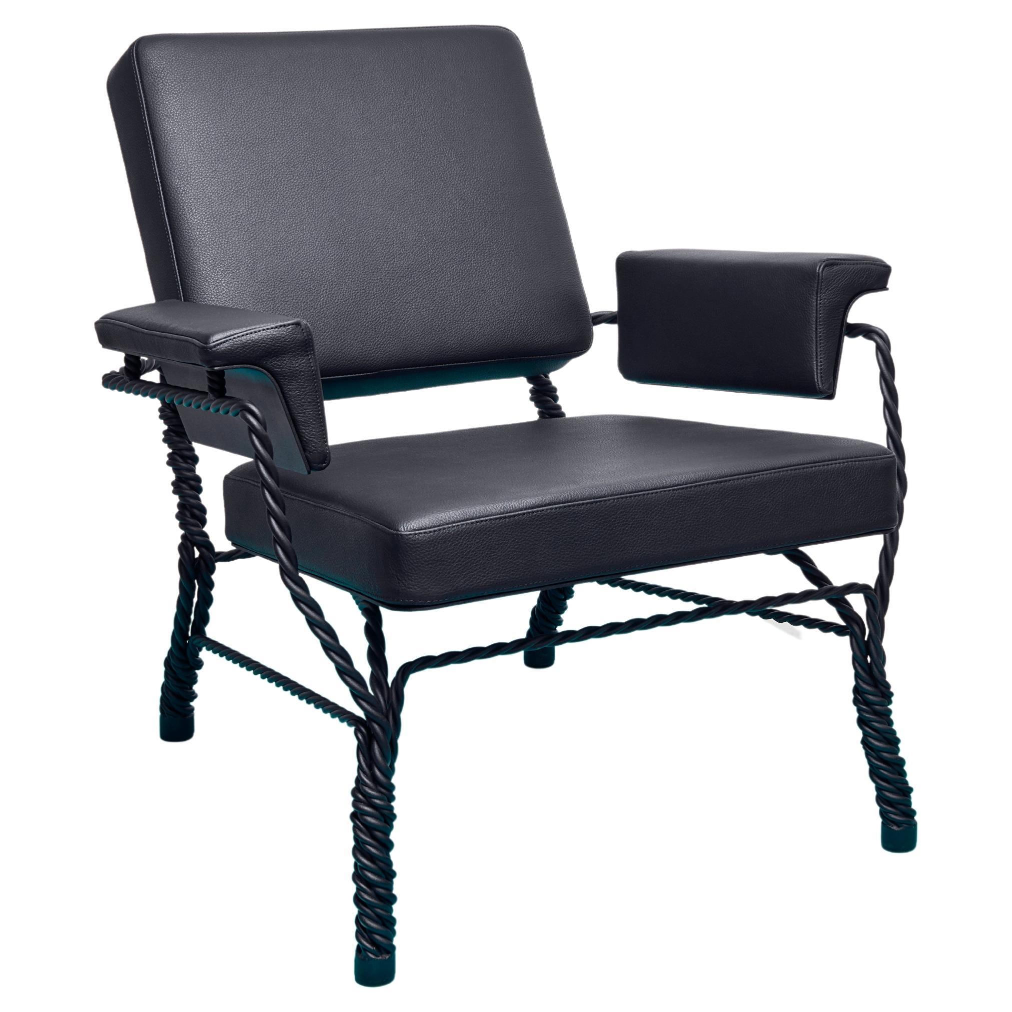 Contemporary Black Steel Twisted Lounge by by Ward Wijnant For Sale