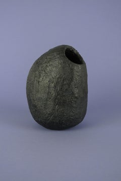 Contemporary Black Stoneware Bird House with Black Glaze