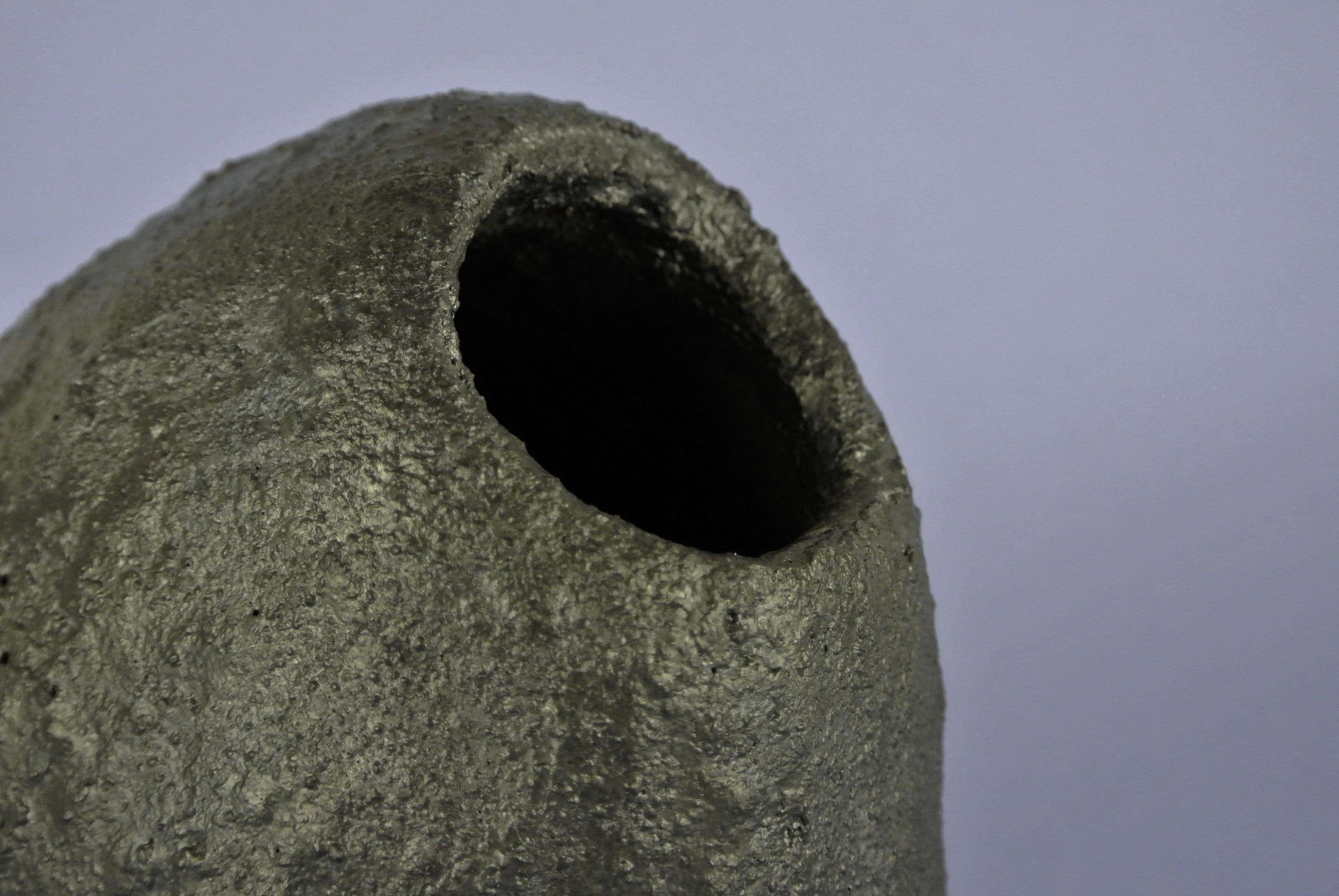 Organic Modern Contemporary Black Stoneware Bird House with Black Glaze For Sale