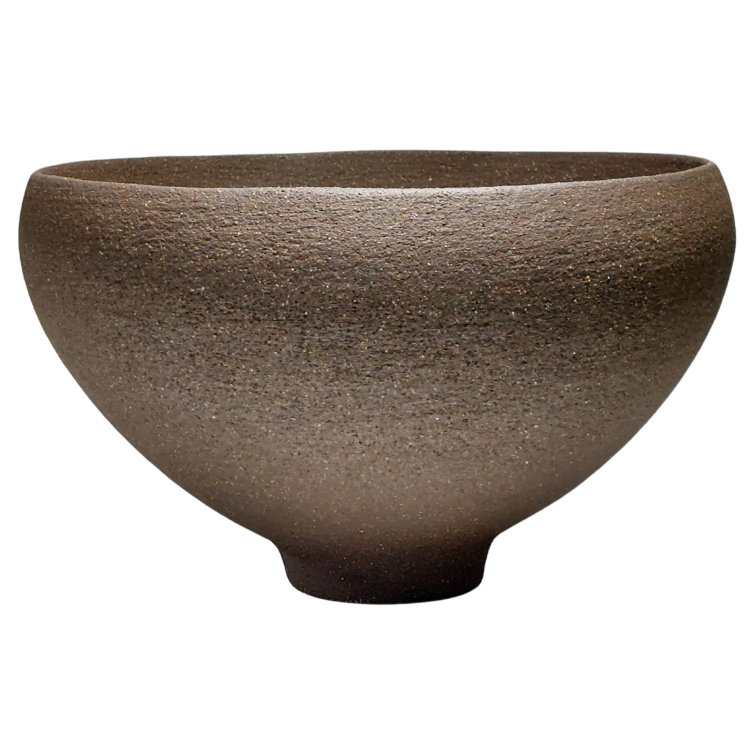 Contemporary Black Stoneware Ceramic Bowl by Rachel Peters, Unglazed, In Stock. For Sale