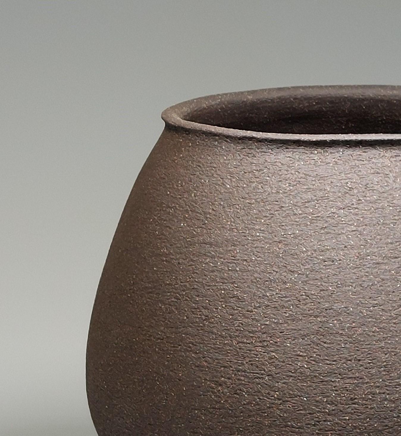 Scandinavian Modern Contemporary Black Stoneware Ceramic Vessel by Rachel Peters, Tall, In Stock. For Sale