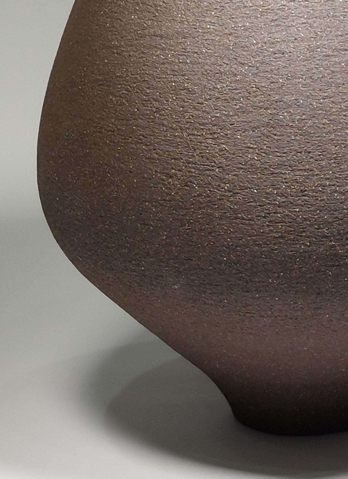 Hand-Crafted Contemporary Black Stoneware Ceramic Vessel by Rachel Peters, Tall, In Stock. For Sale