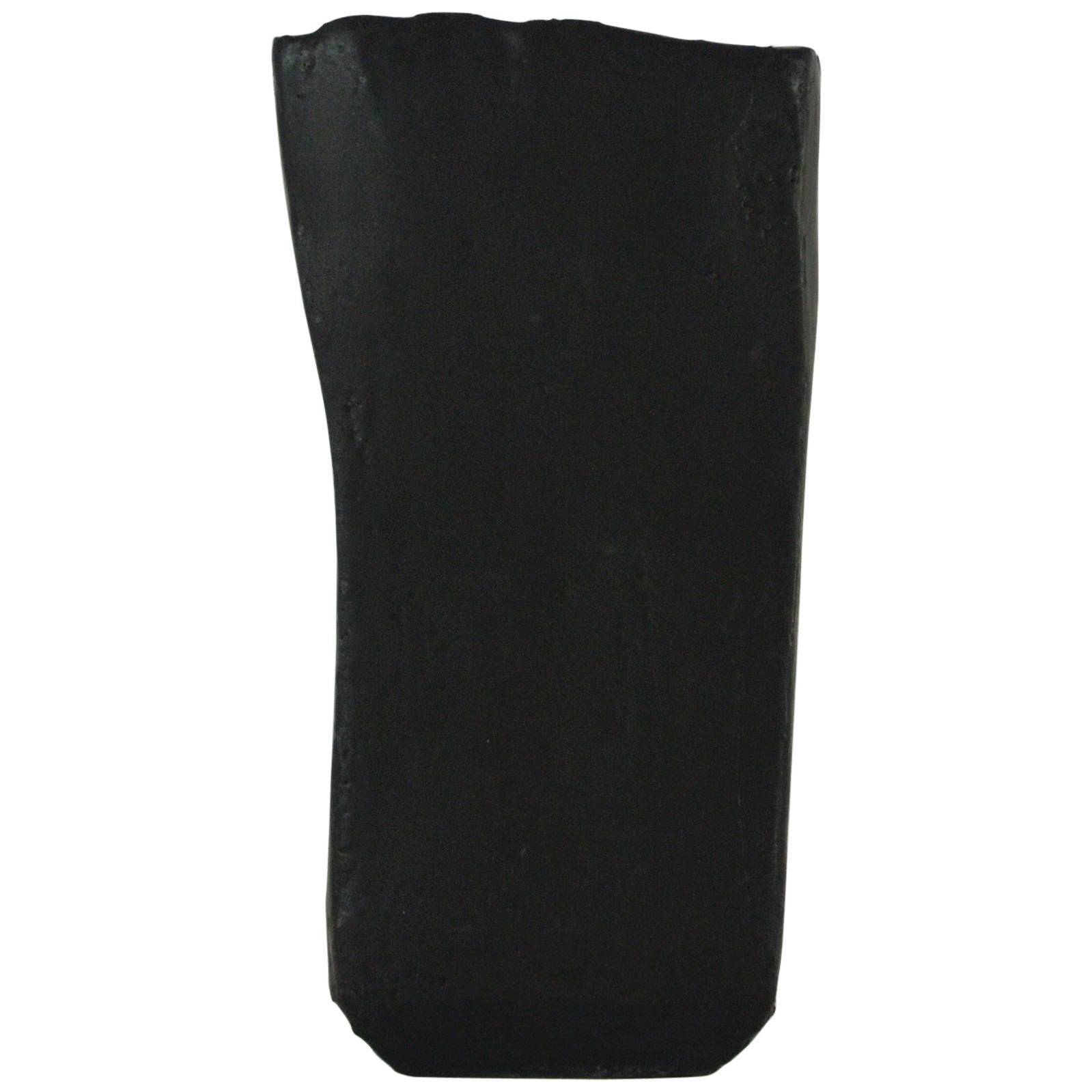 Contemporary Black Stoneware Vase with Black Matte Glaze