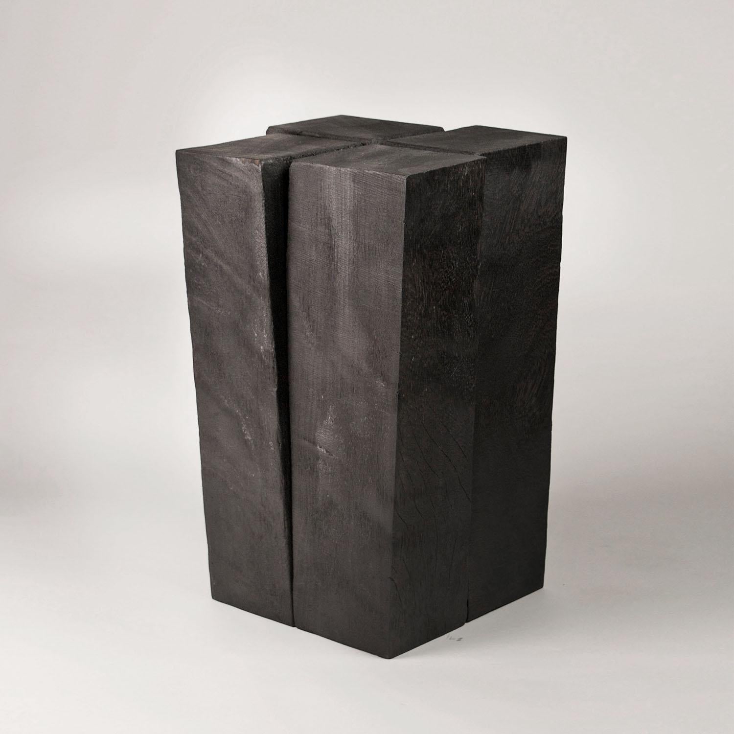 Contemporary black stool in Iroko wood, four legs by Arno Declercq

Dimensions: D32 x W32 x H50 cm
Materials: Burned and waxed Iroko wood

Made by hand, in Belgium.

Arno Declercq
Belgian designer and art dealer who makes bespoke objects