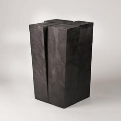 Contemporary Black Stool in Iroko Wood, Four Legs by Arno Declercq