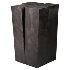 Contemporary Black Stool in Iroko Wood, Four Legs by Arno Declercq