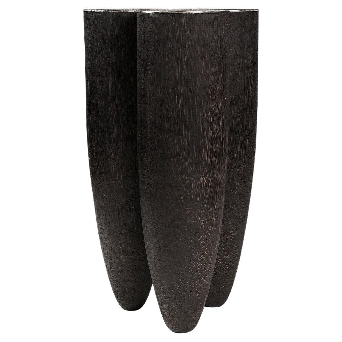 Contemporary Black Stool in Iroko Wood, Senufo by Arno Declercq