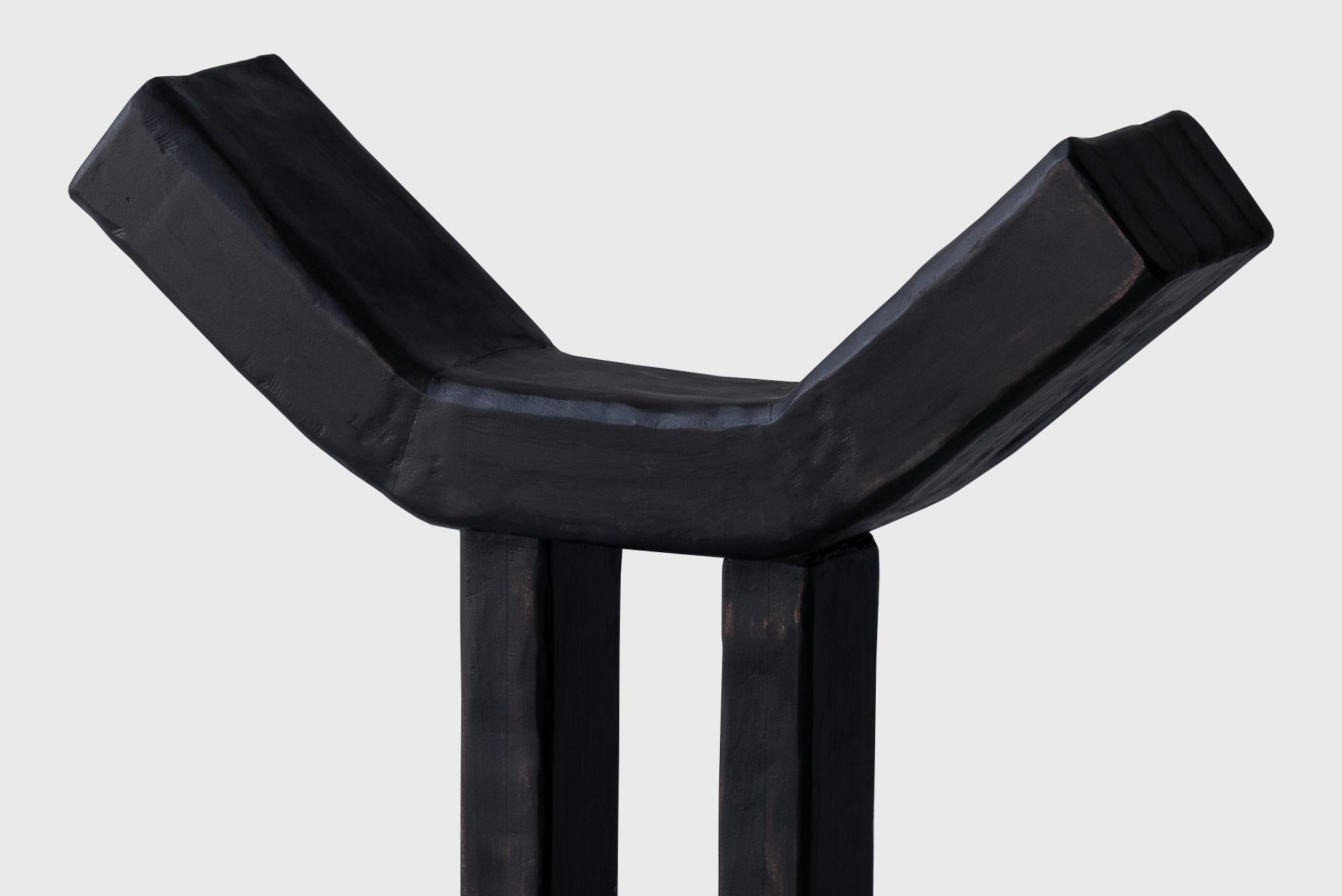 Contemporary Black Stool, Poplar and Birch Wood, Nifemi Ogunro, African-American For Sale 5