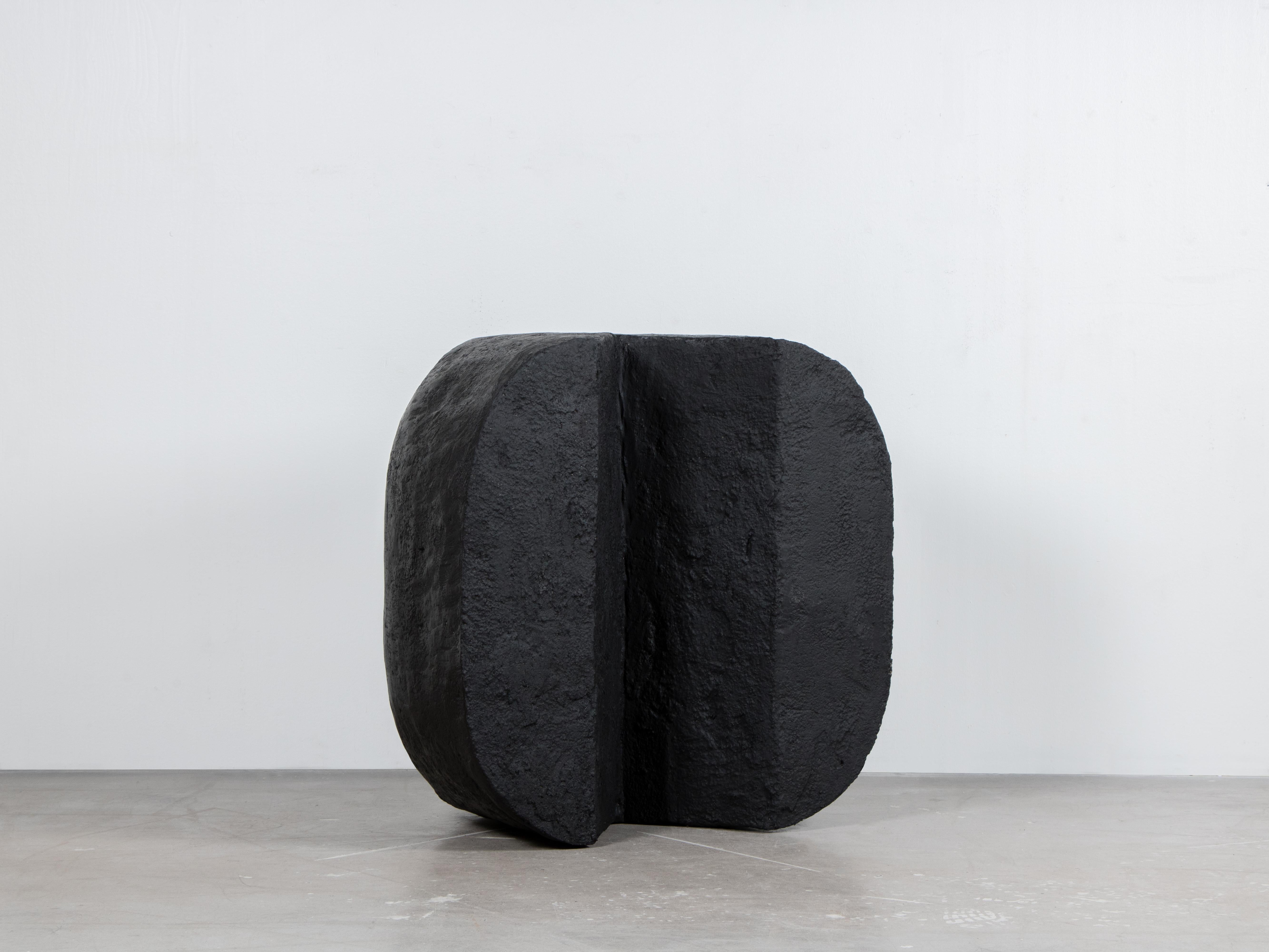Contemporary Black Stool / Side Table in Concrete, Sten Stool by Lucas Morten In New Condition For Sale In Warsaw, PL