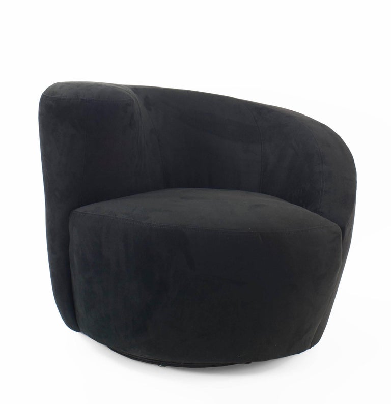 Contemporary Black Suede Corkscrew-Shaped Swivel Armchairs at 1stDibs ...