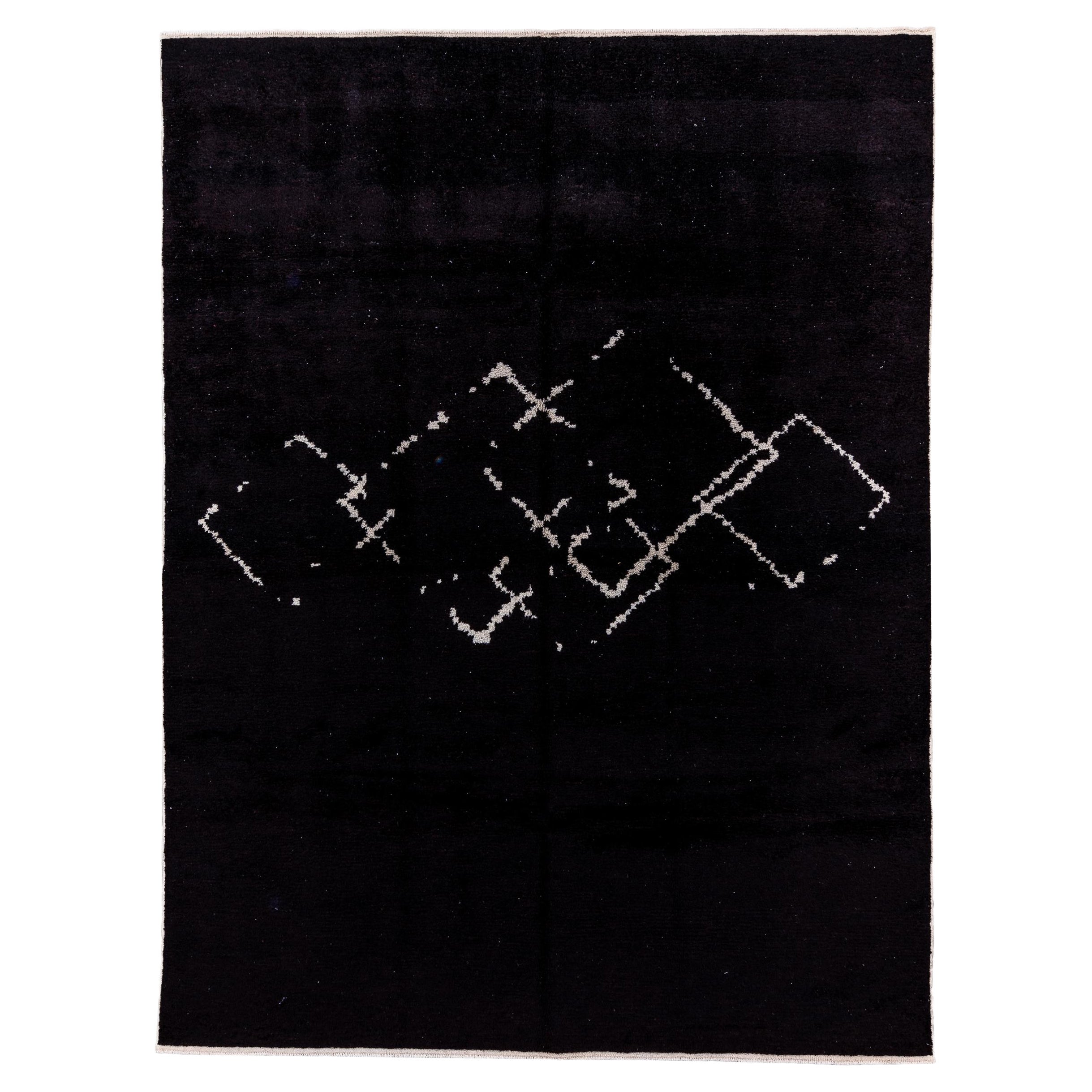 Contemporary Black Turkish Rug