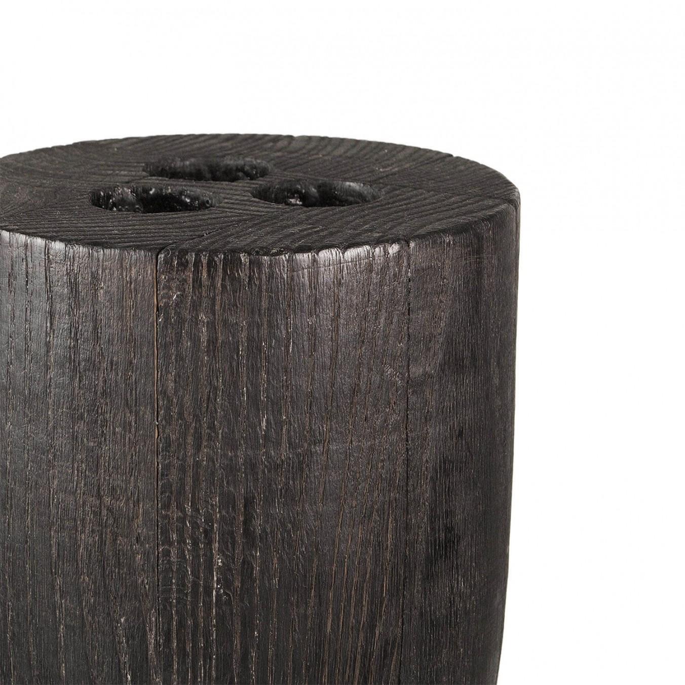 Belgian Contemporary Black Vase in Oak, Babel Vase by Arno Declercq For Sale