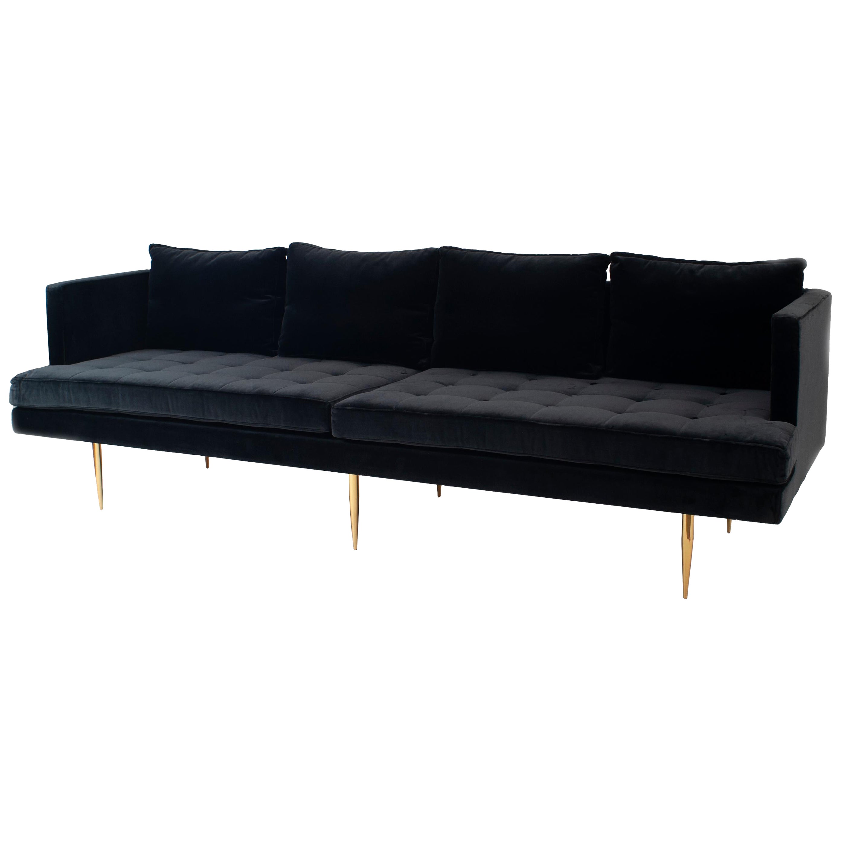 Contemporary Black Velvet Sofa