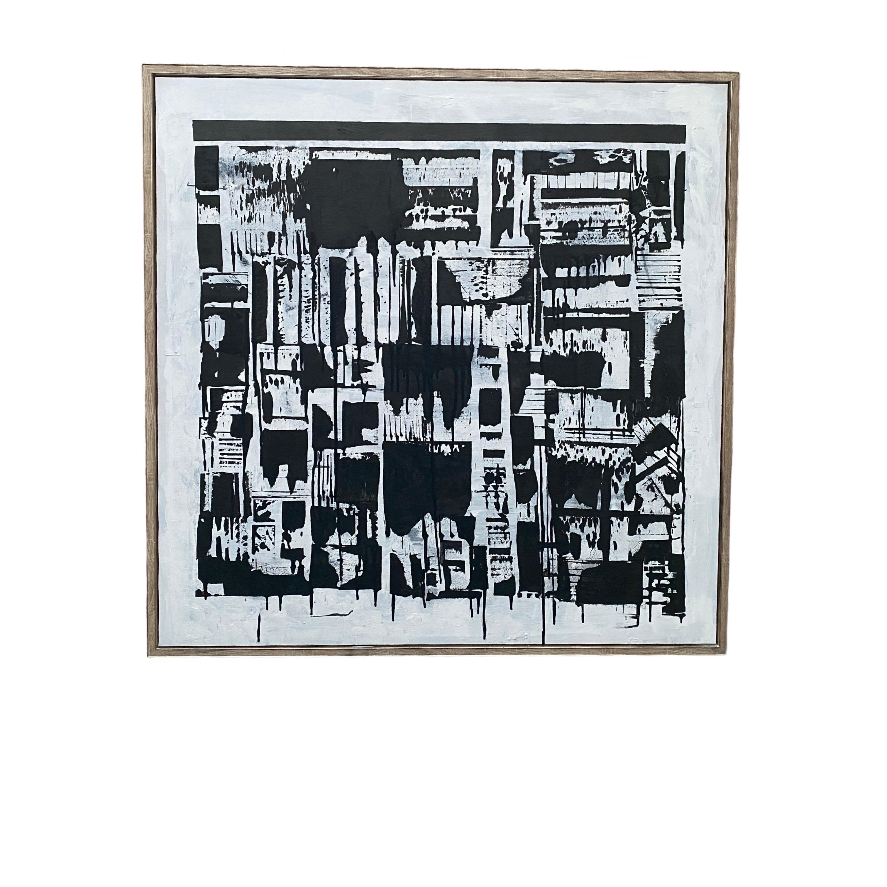 American Contemporary Black & White Orig Painting Abstract by Designer George Machado For Sale
