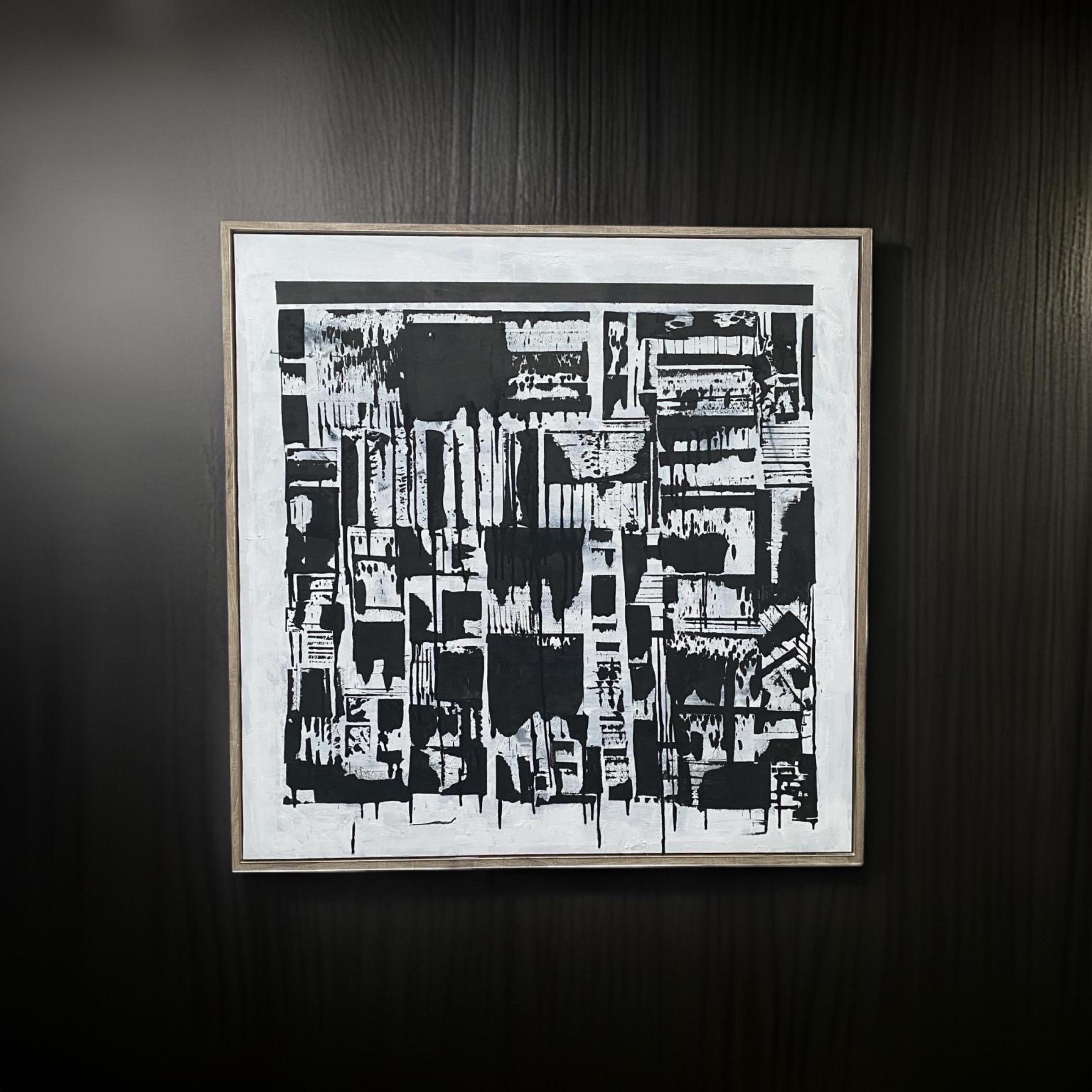 Contemporary Black & White Orig Painting Abstract by Designer George Machado In Good Condition For Sale In Palm Springs, CA