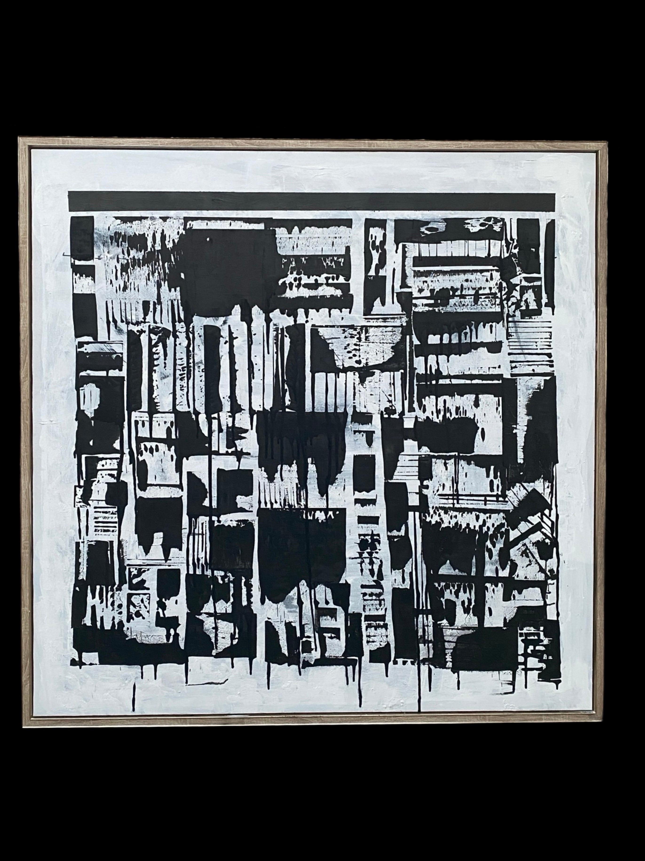 Contemporary Black & White Orig Painting Abstract by Designer George Machado For Sale 1