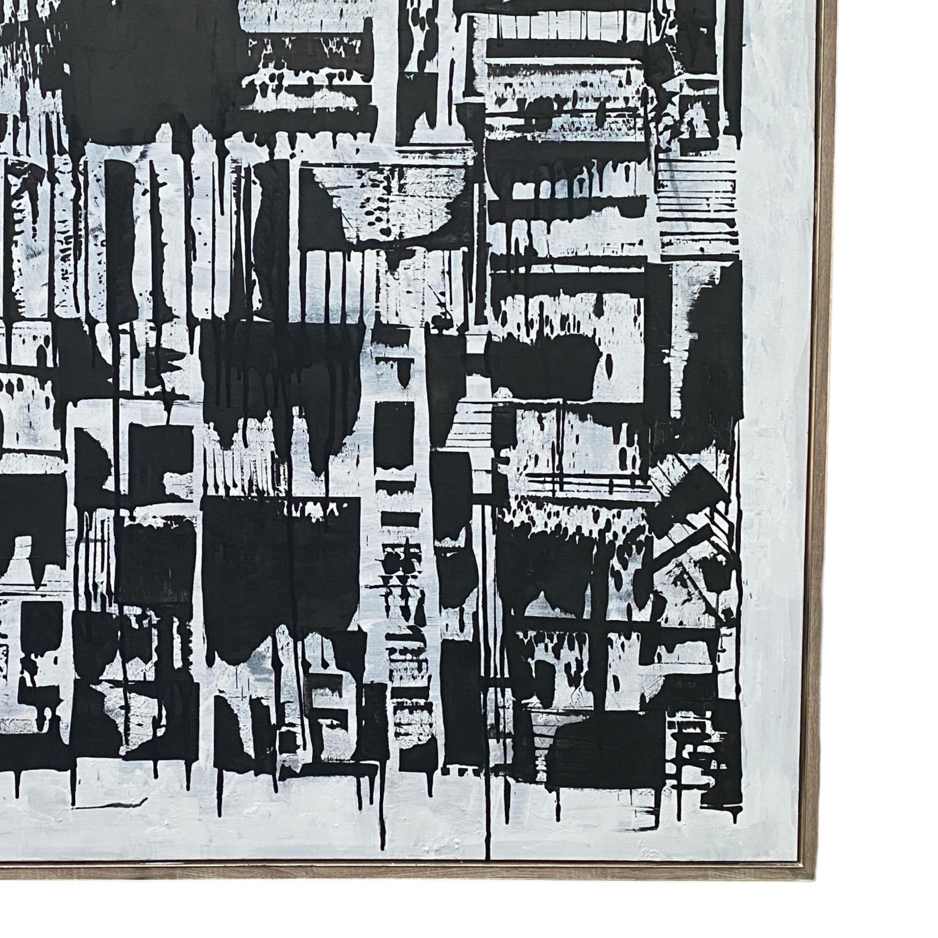 Contemporary Black & White Orig Painting Abstract by Designer George Machado For Sale 2